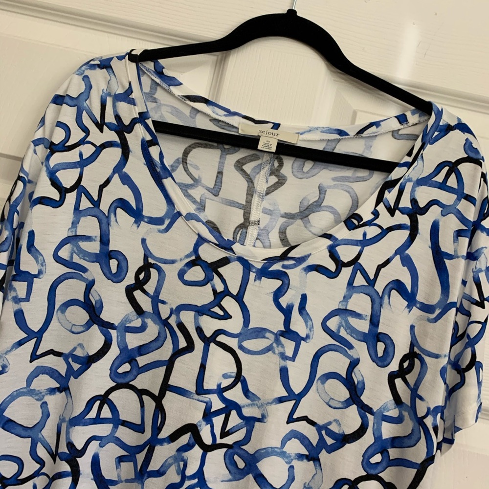 Blue Squiggle Pattern Sejour Top Size 2X